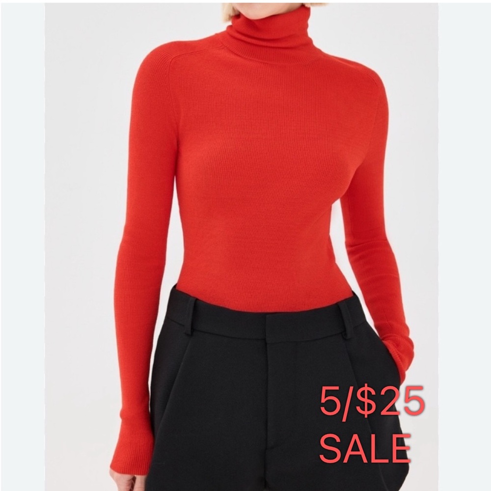 Dynamite Ribbed Long Sleeve Turtleneck Top Red Size Small 5/$25 SALE